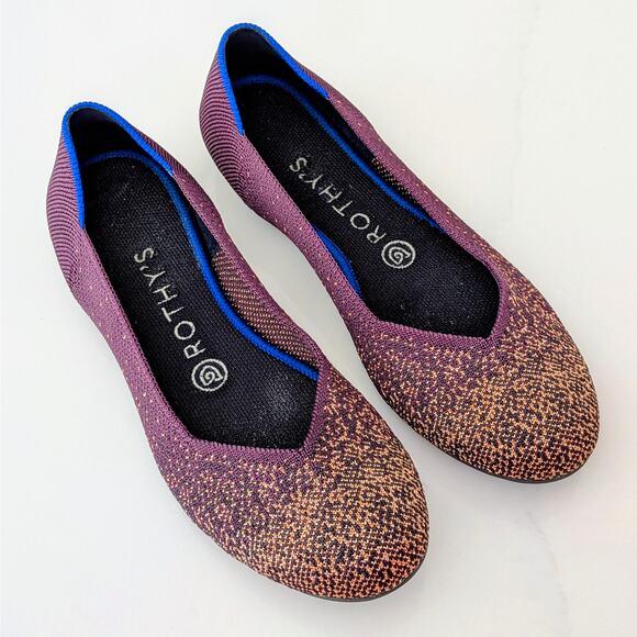 Rothy’s The Flat Eggplant Metallic Limited Edition Womens Size 7.5 Flats Retired - Picture 3 of 12
